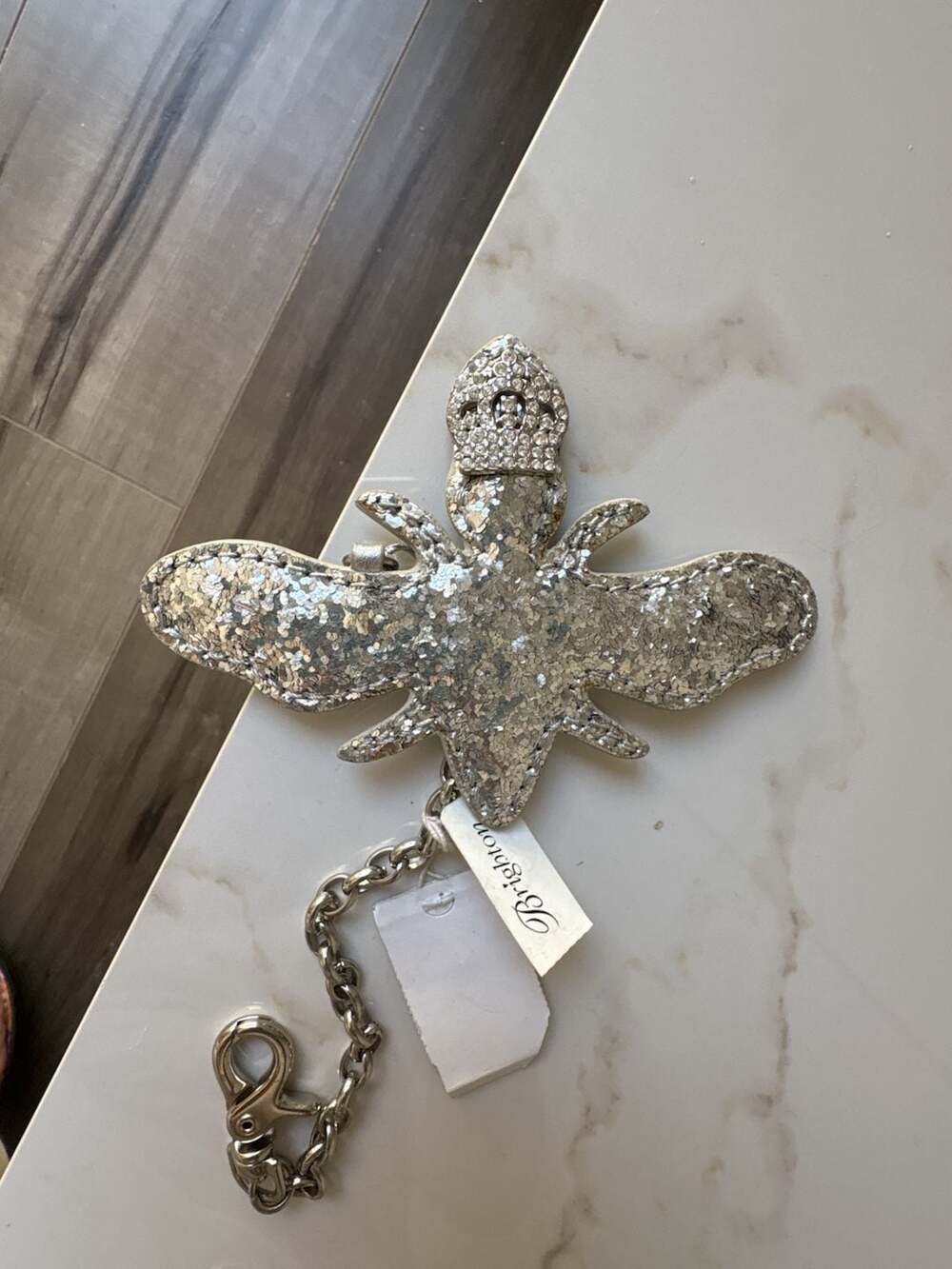 Brighton Silver Glitter Bee Keychain Purse Charm - Picture 7 of 10